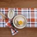 2 x Solino Home Pure Linen Cinnamon Plaid Table Runner 14 x 36 Inch for Coffee Tabletop, Dresser, and Bedroom  Fall Buffalo Check