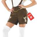 fun shack Womens Lederhosen Costume, German Lederhosen Costume Women, Bavarian Oktoberfest Costumes Women (X-Large, Brown)