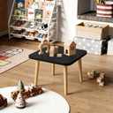 Funecy Square End Table Low Table with 4 Solid Wood Sturdy Legs,Floor Table Desk for Sitting on The Floor,20"(L) x 20"(W) x 20"(H),Living Room/Toy Room Furniture,Rental House Furniture(Black)