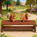 ibasenice 2Pcs Miniature Dollhouse Bench Set - 1:12 Scale Wooden Park Chair Furniture Accessories, Tiny Brown Garden Benches for Fairy Gardens, Christmas Village, Crafts, and Photography Props