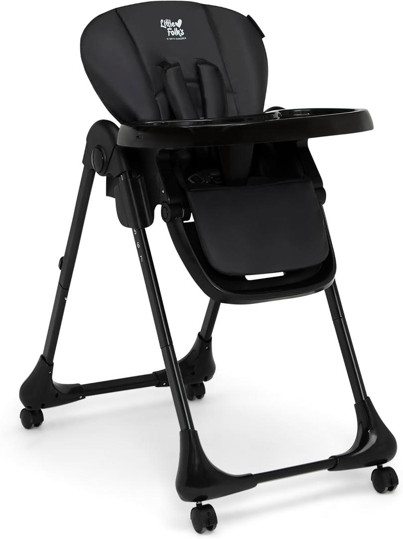 Little Folks by Delta Children 2-in-1 SlimFold High Chair for Babies and Toddlers, Black, 21.5" W X 35" D X 41.5" H