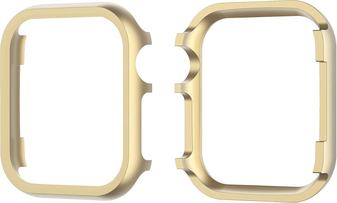 Compatible with iWatch 46mm Case Gold, Bumper Protector Cases Aluminum Alloy Frame Case Scratch Resistant Ultra-Thin Metal Cover Rugged Sleeve Shockproof Compatible with Apple Watch 46mm Series 10/11