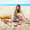 Picnic Blankets Waterproof Foldable Extra Large,80"x 80" Outdoor Beach Blanket Sandproof,3-Layer Lightweight Handy Mat Tote Picnic Camping Rugs for Outside Your Rv (Boho Vintage Floral)