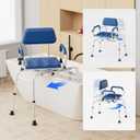 Sliding Shower Chair Tub Transfer Bench with Swivel Seat, Premium Padded Seat and Backrest, Pivoting Arms, Height Adjustable for Tubs, Inside Shower, for Handicap & Seniors350 Lbs