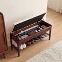 YEPDIN 39.3" Solid Wood Shoe Rack Bench with Flip-Top Storage,2 Tier Shoe Rack Bench with Chenille Cushion,for Entryway, Hallway,Living Room, Bedroom, Closet, 13.3"D x 39.3"W x 15.7"H