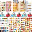 164pcs Miniature Supermarket Shelves Furniture Model 4 Layers Shelf Display Rack Doll House Accessory Storage Bookshelf Accessories Mini Locker Decor Food Drink Bottle Toy Cosplay Game Party