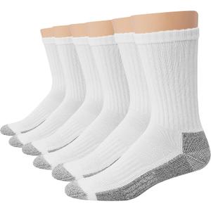 Hanes Men's Work Socks, Cushioned Crew Socks, Moisture-Wicking Socks & Odor Control, Black & White