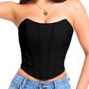 ChiaoLezhee Women's Adjustable Lace-Up Corset Top, Boned Ruched Mesh XL