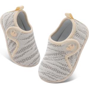 FEETCITY Baby Boys Girls First Walking Shoes Infant Sneakers Crib Shoes Breathable Lightweight Slip On Shoes (12-18 Months, Beige Pattern)
