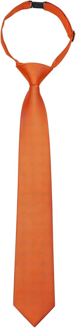 Enlision Boys Ties Solid Color Pre-Tied Kids Necktie for Age 8-12 Adjustable Woven Formal Kids Tie Wedding School Graduation (Orange)