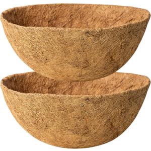 20 Inch Natural Coconut Husk Fiber Liners for planters Round Coco Replacement Liners for Hanging Flower Basket Planter Large Coco Coir Pots for Outdoor Garden Planting  2 Pack