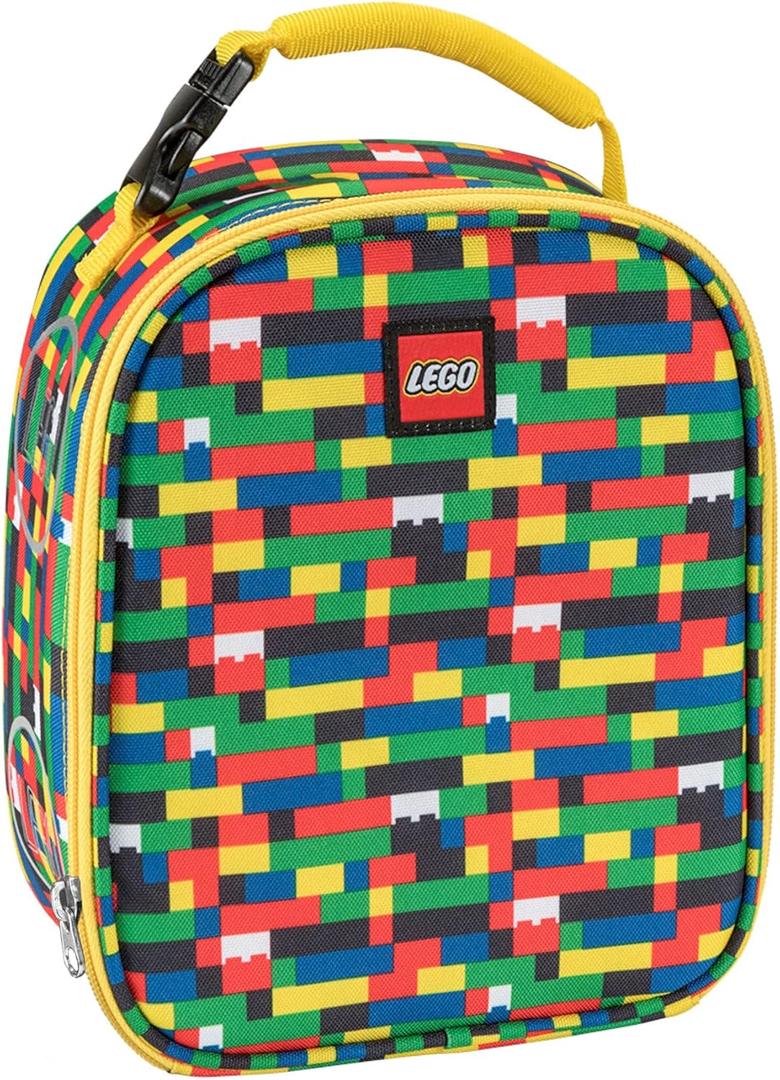 LEGO Kids Heritage Classic Lunch Box, Insulated Soft Reusable Lunch Bag Meal Container for Boys and Girls, Perfect for School or Travel, Meal Tote Keeps Food and Drinks Cold with Buckle, Brick Wall