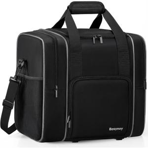 Bosynoy Bowling Ball Bag for Single Ball with Shoe Compartment, 1 Ball Bowling Tote Carrier Fits Shoes Up to Mens Size 14 with Padded Holder & Mutiple Pockets, Black