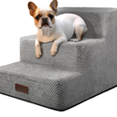 Dog Stairs for Small Dogs, 3-Step Non-Slip Pet Stairs for Couch Sofa and Chair, Dog Bed Stairs for Puppy, Older Cat, Grey, 13.6" H