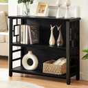 HOMISSUE Book Shelf, 3 Tier Deep Bookshelf with Storage, Engineered Wood and Metal Shelf Bookcase, Low Short Bookcases for Small Space, Living Room, Bedroom, Office, Black