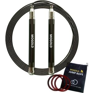 2-in-1 Speed Rope: 2mm for Boxing/MMA & 3mm for CrossFit - Tool-Free Adjustable Cable System with Dual Bearings - Sweatproof Hybrid Grip for High-Intensity Training (Black)