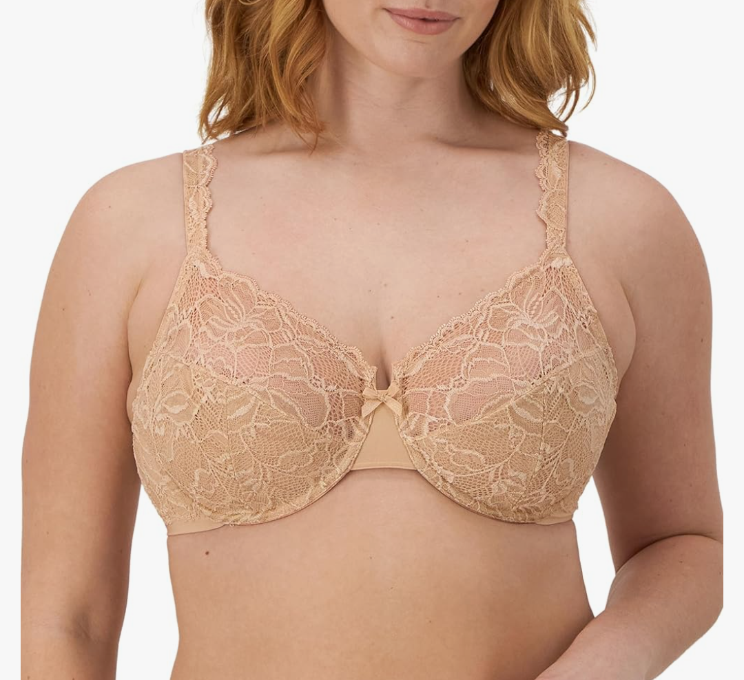 Bali Women's Underwire Lace Bra, Lace Desire Sexy Plunging Bras for Women, Support, Most Comfortable, Full Coverage No Size