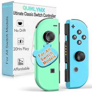 QUIKLYNX Control for Switch Controllers, Wireless Remote for Switch OLED Lite, Replacement Joy Controller with WakeUp,AntiSlip grip,Joystick,Left Right Gamepad,No NFC, Christmas Gift