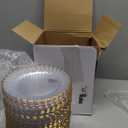 Hushee 100 Pcs Plastic Plates with Gold Trim 6'' Small Round Disposable Vintage Dessert Plates for Party Birthday Buffet Wedding Catering Celebration Reception (Clear)
