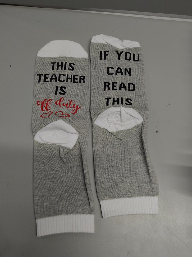 SATINIOR 6 Pairs Funny Teacher Socks Graduation Gifts for Teacher If You Can Read This Is off Duty Novelty Crew Sock