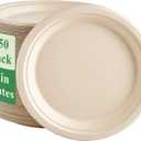 Vplus 150 Pack Paper Plates 9 inch 100% Compostable, Heavy-Duty Disposable Paper Plates Bagasse Natural Biodegradable Eco-Friendly Sugarcane