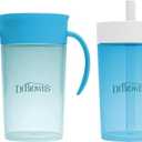 Dr. Brown's Milestones Straw to 360 Convertible Toddler Training Cup Set with Interchangeable Silicone Straw and 360 Degree Cup Lids, Blue Ocean, 10 oz/300 mL, BPA-Free, 9m+, 2 Pack