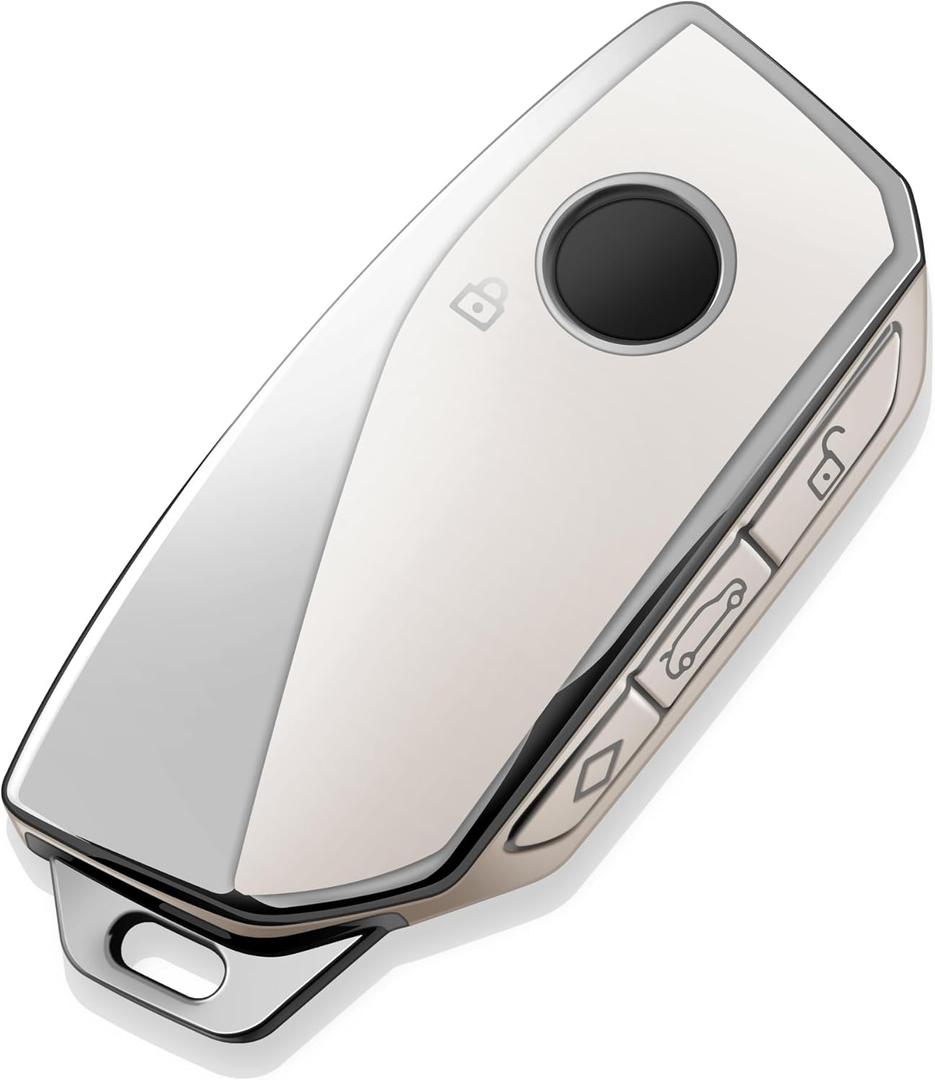 Tukellen for BMW Key Fob Cover Special Soft TPU Key Case Key Shell Compatible with BMW 2023 2024 2025 New 5/7 Series 740i 760i X1 X5 X6 X7 XM IX IX3 I5 I7 etc Key Shell (White)