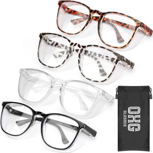 OXG 4 Pack Anti-Fog Safety Glasses, Z87.1+ Stylish Safety Goggles - Blue Light Blocking Protective Eyewear for Nurse