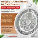 Upgraded WB30X24111 WB30T10133 Range 9" Dual Radiant Surface Element Compatible with G-E Hot-Point Electric Range 9 inch Dual Surface Burner Element, Replace 2512343818