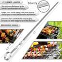 Skewers - 17" Kabob Skewers for Grilling, Metal Sticks for Kabobs Stainless Steel Flat Long Shish Kebab Reusable Grill BBQ Barbecue Sticks for Meat Chicken Vegetable, 12 Pack Bonus 14 Inch