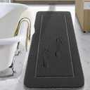 LOCHAS Luminous Non Slip Bathroom Rugs Runner 24 x 60 Inch, Extra Soft and Comfy Bath Mats Rug, Absorbent Thick Microfiber Mat Carpets for Shower, Dark Grey