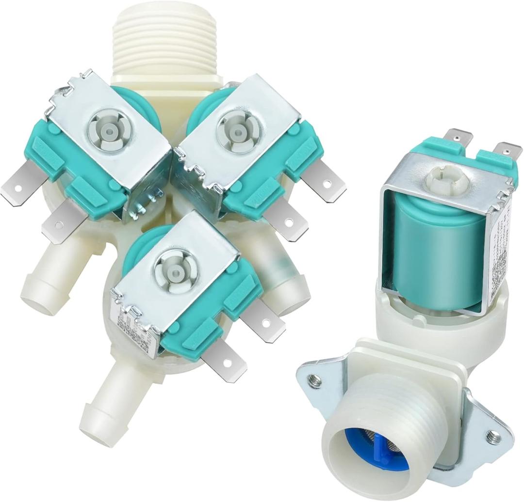 5220FR2075L (Cold), 5220FR2006H (Hot) Water inlet Valve Compatible with lg, kenmore Washer. Replacement Models:5221ER1003A 5221ER1003C5220FR2006L 5220FR20060 etc