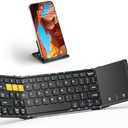 Artciety Foldable Bluetooth Keyboard, Wireless Portable Keyboard with Larger Touchpad, Pocket-Sized Folding Travel Keyboard for MacOS Android Windows iOS, Sync Up to 3 Devices (BT5.1 x 3)