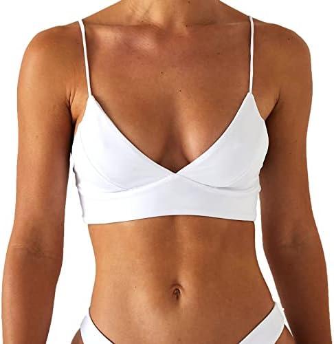Women's Bikini Top Soild Color Push Up V Neck Bathing Suit Swimsuit Top S