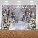 Mocsicka Winter Scene Backdrop - Snow Forest Party Decorations for Holiday Wall Decor - Wonderland Snowflake Photography Background (White, 10x7ft(120"x82"))