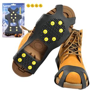 Sfee Ice Cleats for Boots Shoes, Snow Grips Cleats for Ice and Snow Anti-Slip Rubber Traction Cleats for Walking on Snow and Ice 10 Steel Studs Crampons for Hiking, Walking, Climbing, Jogging, Size: Small(Women(5-7)/Men(3-5) for Child