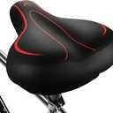 Oversized Bike Seat, Comfortable Bike Seat - Universal Replacement Bicycle Saddle - Waterproof Leather Bicycle Seat with Extra Padded Memory Foam - Bicycle Seat for Men/Women (Red)