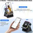 Induction Speaker with Phone Stand 5 in 1 Wireless Induction Bluetooth Audio for iPhone Android Phone Speakers Amplifier with Rechargeable Colorful Light, Birthday Gifts for Men Women Teens (Black)