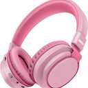 MIDOLA Kids Headphones Bluetooth 5.3 Wireless 60H Play Time Volume Limited 85/110dB Over Ear Foldable Protection Headset/Wired Aux Built-in Mic for Boy Girl Travel School Pad Tablet Pink