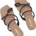 FITORY Women's Slide Sandals Flat Toe Ring Thongs with Cross Strap for Summer Size (10, Black)