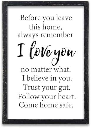 LuZhiQiang Before You Leave This Home Sign 16x24 Inch Laundry Room Wall Decor I Love You Inspirational Quote Wood Framed Rustic family Mudroom Farmhouse Dining Room Kitchen Wall Hang Art (Black)
