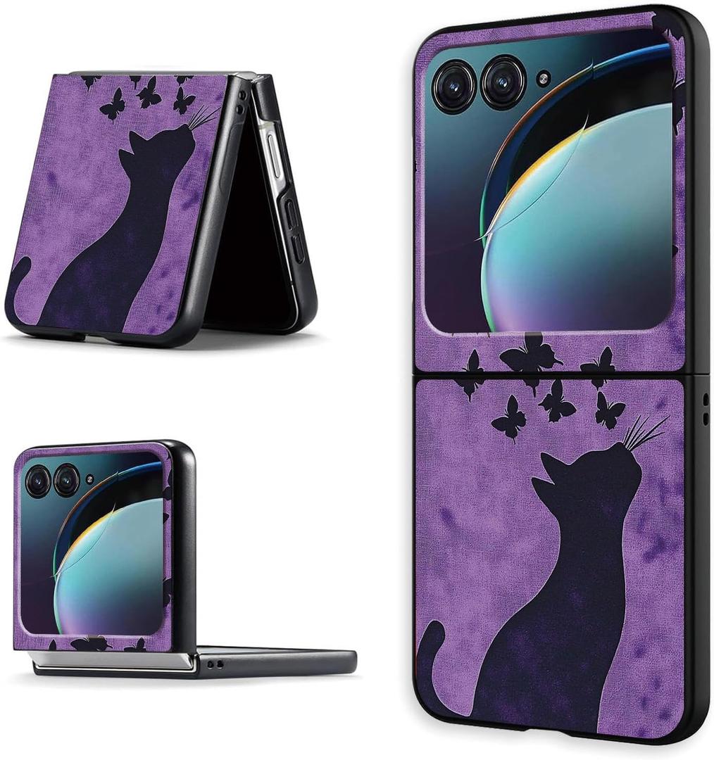 Case for Motorola Moto Razr 50 / Moto Razr 2024, Hard PC Slim Shockproof Anti-Scratch Protective Phone Cover for Motorola, Ghost Cat, Cute Slim Ultra-Thin Hard Cover