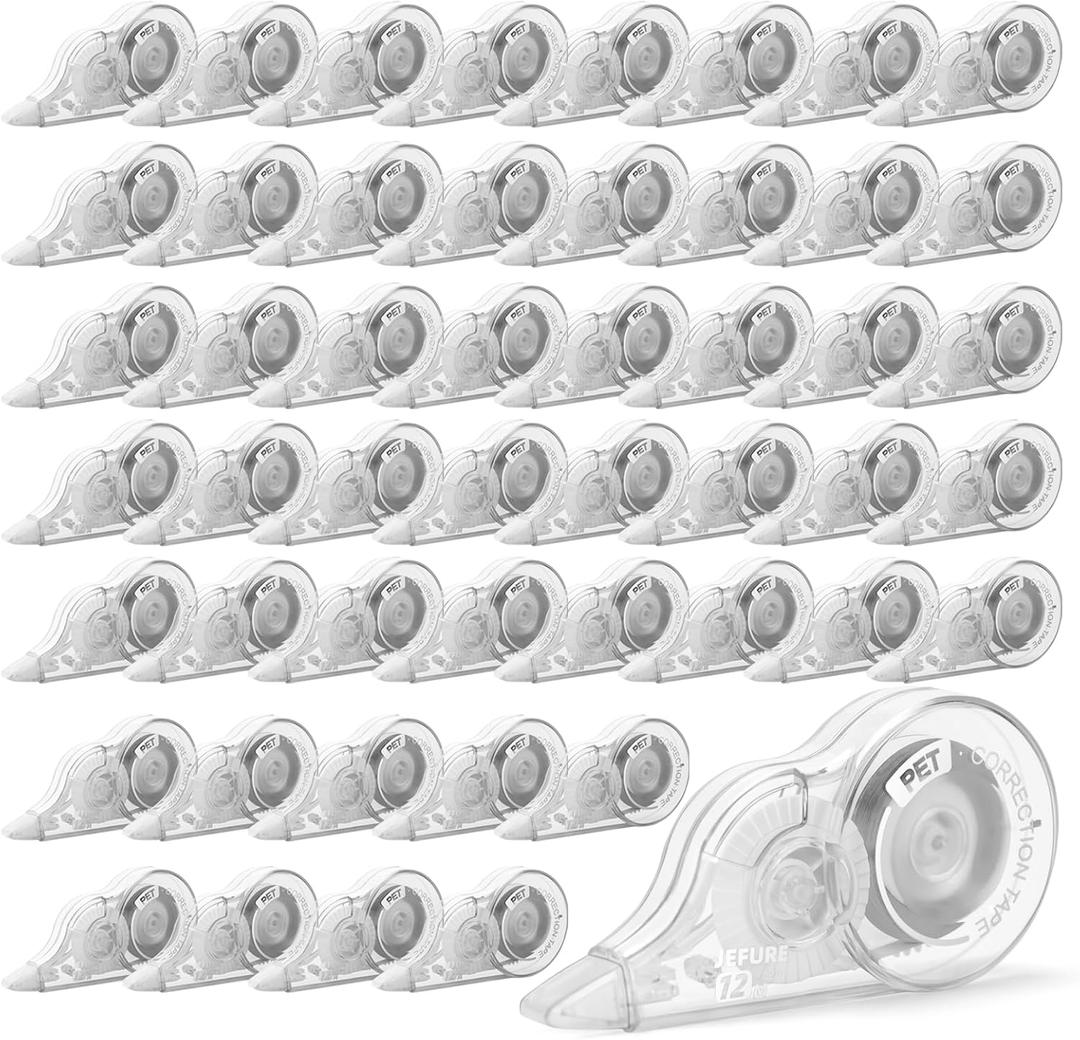 50 Pcs Correction Tape, 39.4 Ft White Wrong Out Tear-Resistant Bulk, Instant Corrections Easy To Use Applicator for School, Office, Note Taking, Journal (Tape Width 0.2 in, Clear) (1 Count (Pack of 50))