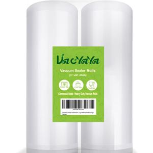 2 Pack 11x50 (Total 100 feet) Vacuum Sealer Bags Rolls with BPA Free and Heavy Duty,Commercial Grade Vaccume Seal Bags Rolls Work with Any Types Vacuum Sealer