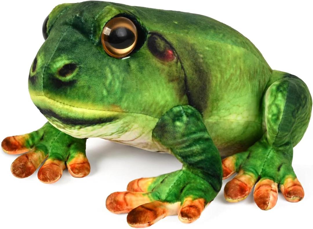 Madzee Plush Realistic Frog Stuffed Animal Toy 9 inches, Soft Plushie Christmas Birthday Gifts for Boys Girls Kids Toddlers