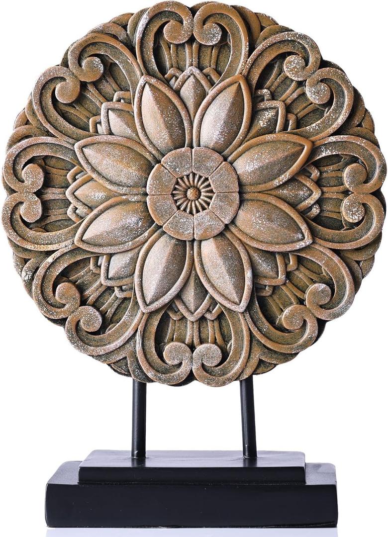 Small Wood Colour Minimalist Round Statue Above Cabinet Decor Kitchen,Modern Decorative Sculpture Home Decorations for Living Room Coffee Table,Office Decor Items,Center Pieces Decoration (Brown)