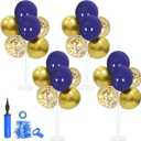 ZJDHPTY 4 Set Blue Gold Balloon Stand Balloon Centerpieces Table Decorations for Birthday Wedding Anniversary Retirement New Years Graduation Decorations Class of 2026