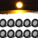 Partsam 10Pcs 2.5" Round Amber 13 LED Side Marker Clearance Lights with Reflectors for Truck Trailer RV, Grommets and Pigtails Include, Clear Lens, Sealed Waterproof, Flush Mount, 12V