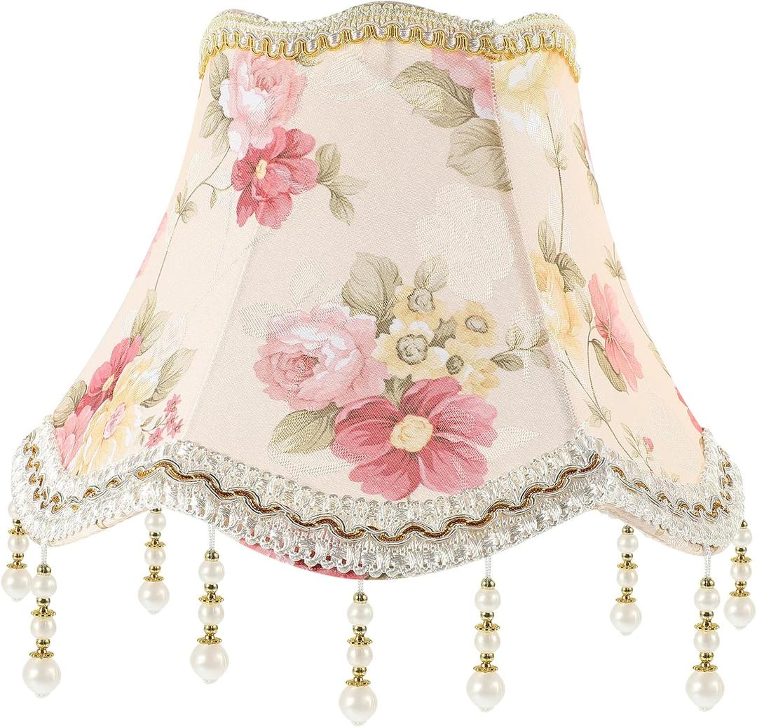 Lamp Shades Universal Replaceable Table Light Cover the Flowers Chandelier Replaceable Bead Traditional Lampshade for Table Lamp Decorate European Style