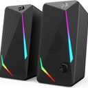 Redragon GS510 RGB Desktop Speakers, 2.0 Channel PC Computer Speaker with 4 Colorful LED Backlight Modes, Enhanced Bass and Easy-Access Volume Control, USB Powered w/ 3.5mm Cable (Black)